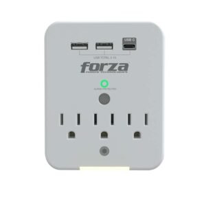 Forza FWT-331USBC - Protector contra sobretensiones (montaje en pared) - CA 125 V - 1875 vatios
